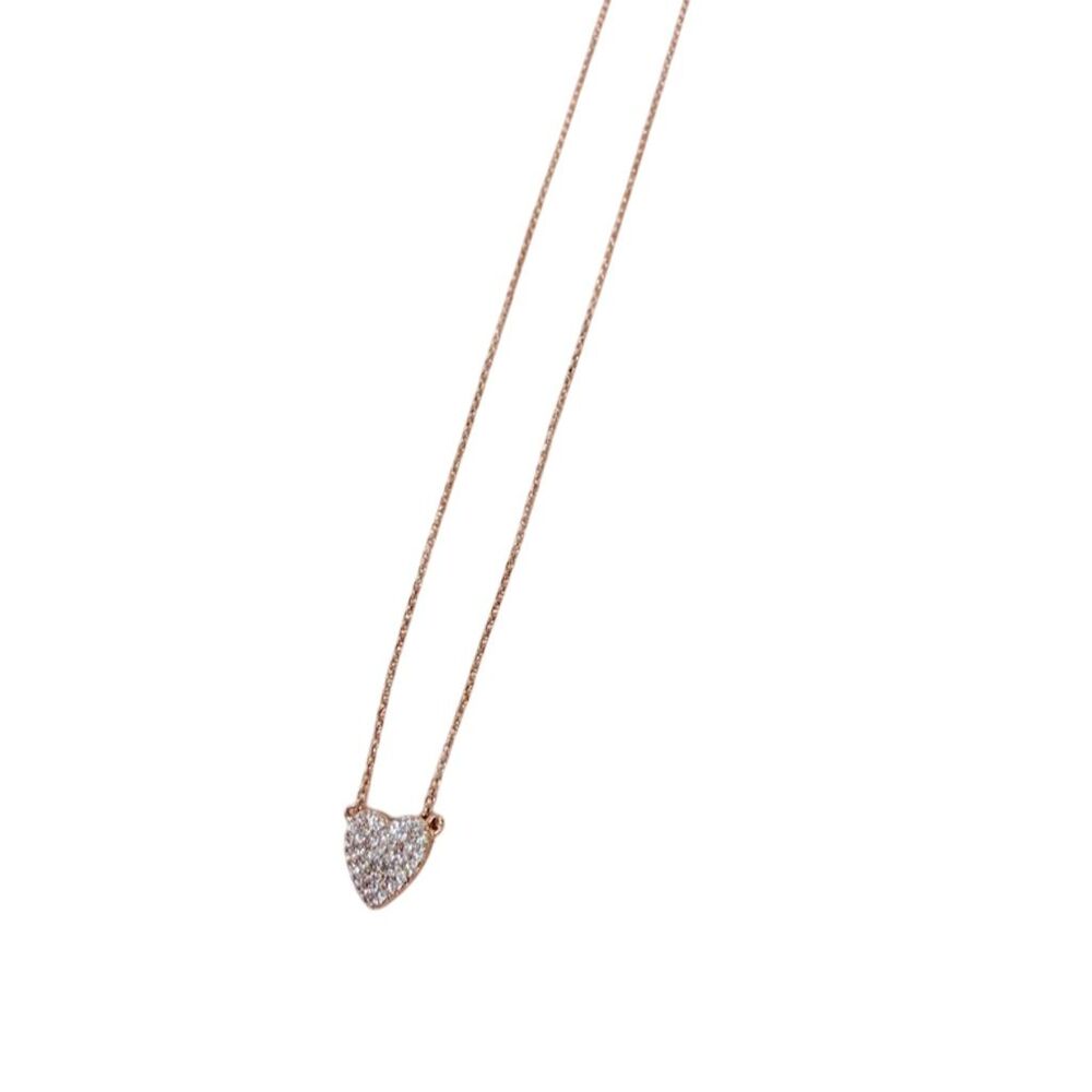 Fashion design Rose Gold plated 925 Heart Pendant Necklace cz Crystal gift
